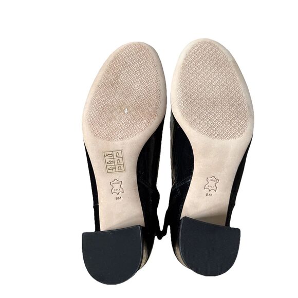 Tory Burch  Brooke Size 8 70 MM Leather Booties Croc Embossed Perfect Black $498 - Picture 2 of 14